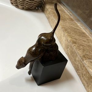 Vintage Art Deco Puma Panther Figurine statue pedestal art brass